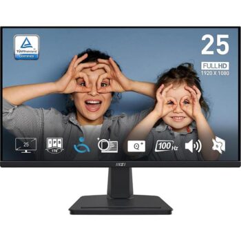 MSI Pro MP251, 25 Inches , IPS, 1920 x 1080 (FHD), 100Hz, TUV Certified Eyesight Protection, 4ms, DisplayPort, HDMI