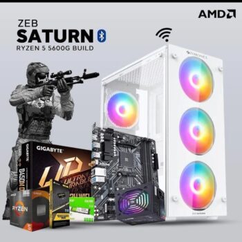 Zeb Saturn Build | AMD Ryzen 5 5600GT | 8GB Ram | 256GB SSD | 500W SMPS | RGB Gaming Cabinet with 3 Year Warranty