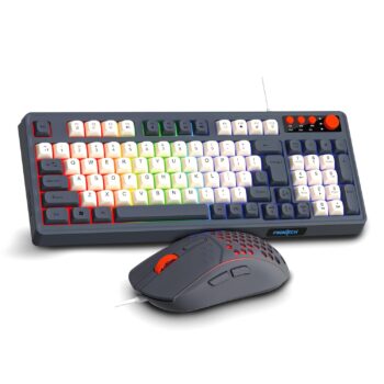 FRONTECH Aero Blade Wired Gaming Keyboard and Optical Mouse LED RGB Backlight Combo Set (KB-0044) (Grey, White, Orange)