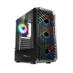 FRONTECH WAR MACHINE FT-4349 Gaming Cabinet with 4x120mm LED Fans & Acrylic Side Panel. Black