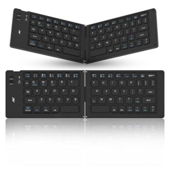 ANT WK150 Ergonomic Foldable Wireless Bluetooth Keyboard Compatible with iOS Android Windows Smartphone Tablet or Laptop-Black