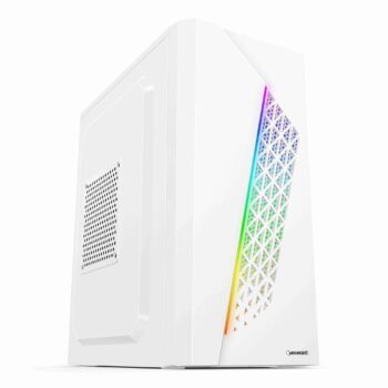 Coconut SOLAR- Micro ATX Office Cabinet With SM45 Power Supply And Front RGB Strip- White