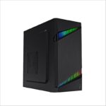 FINGERS Dual-Dazzle Micro ATX PC Cabinet Dual ARGB LED Stripes with 7 Breathing Colours - Black