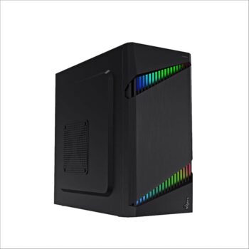 FINGERS Dual-Dazzle Micro ATX PC Cabinet Dual ARGB LED Stripes with 7 Breathing Colours - Black