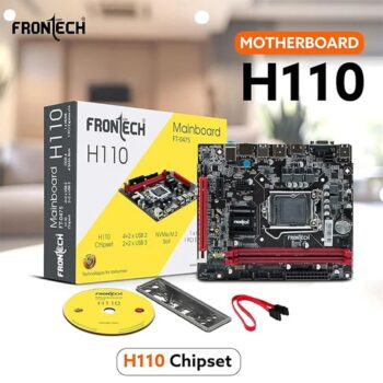 FRONTECH H110 Motherboard | LGA1151, 2xDDR4, Supports 6th/7th Gen (Skylake) CPUs, 2xUSB 3.0, 4xUSB 2.0, 3xSATA, NVMe/M.2, HDMI, VGA, PCIe x16 (FT-0475)